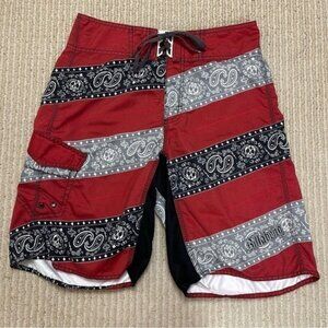 Billabong Paisley/Skull Pull-On Board Shorts Size 31 Men